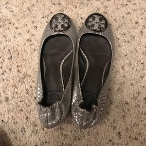 Tory Burch silver flats